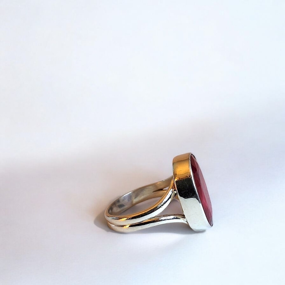 Ruby Sterling Silver Statement Ring Size 7.5 - image 4